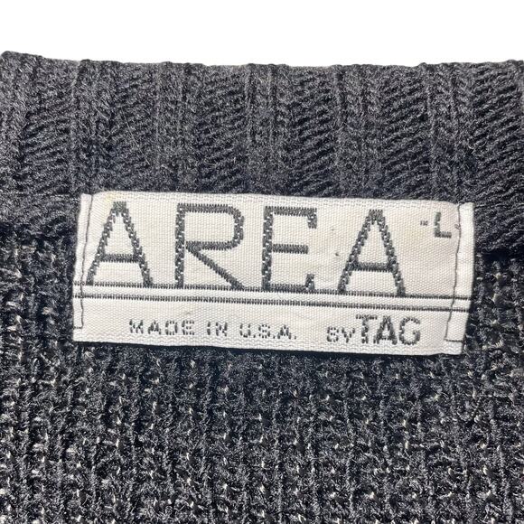 Vintage Area by Tag Geometric Knit Grandpa Sweater Retro Black USA Size Large - Picture 3 of 7